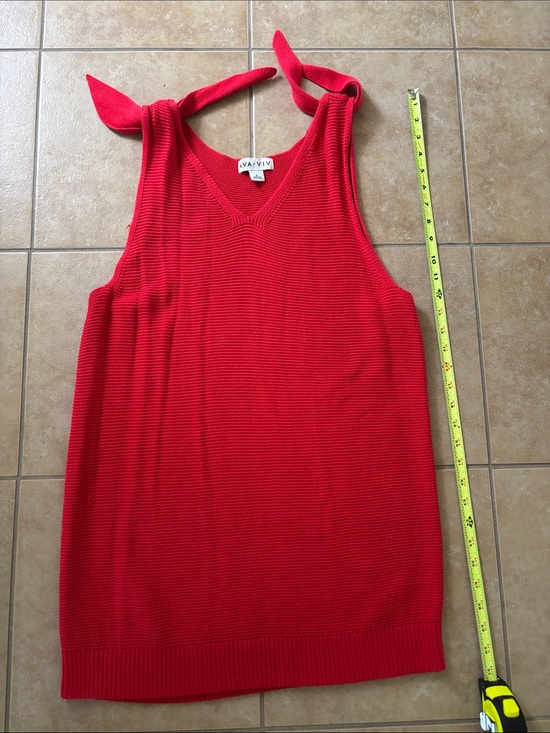 Ava & Viv Tops - Ava & Viv Bright Red Tie-Shoulder V-Neck Knit Tank